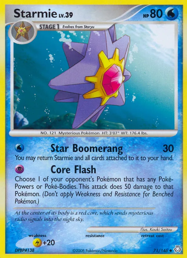 Carta Starmie, número 71/146 da coleção Legends Awakened