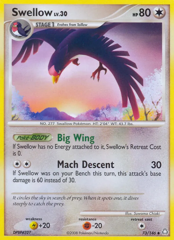 Carta Swellow, número 73/146 da coleção Legends Awakened