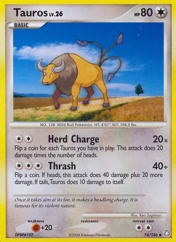 Carta Tauros, número 74/146 da coleção Legends Awakened