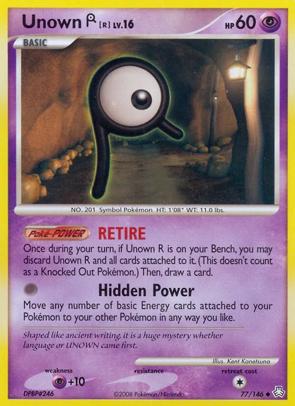Carta Unown R, número 77/146 da coleção Legends Awakened
