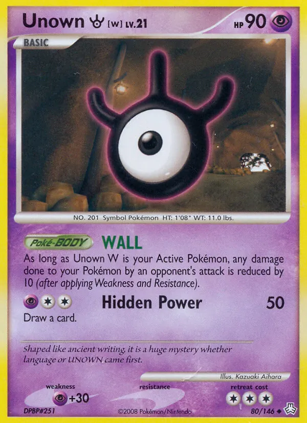 Carta Unown W, número 80/146 da coleção Legends Awakened