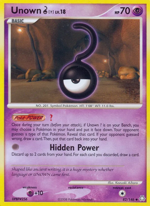 Carta Unown ?, número 82/146 da coleção Legends Awakened
