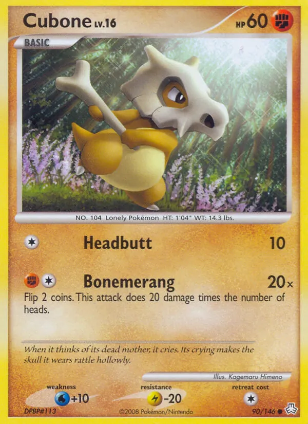 Carta Cubone, número 90/146 da coleção Legends Awakened