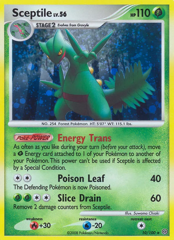 Carta Sceptile, número 10/100 da coleção Stormfront