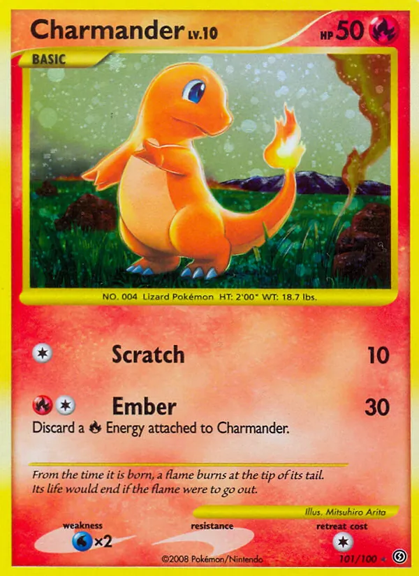 Carta Charmander, número 101/100 da coleção Stormfront