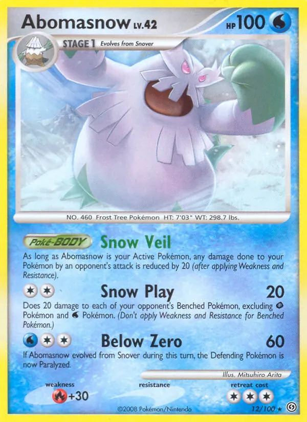 Carta Abomasnow, número 12/100 da coleção Stormfront