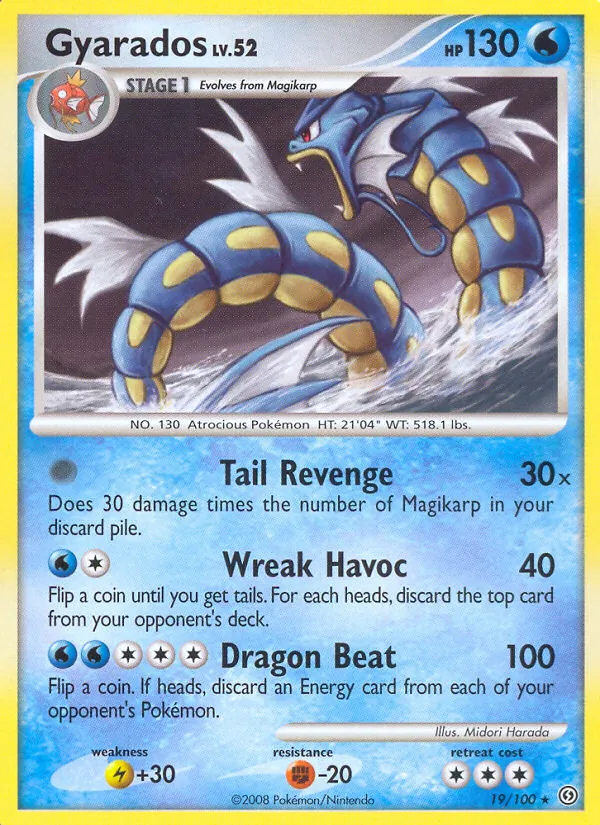 Carta Gyarados, número 19/100 da coleção Stormfront