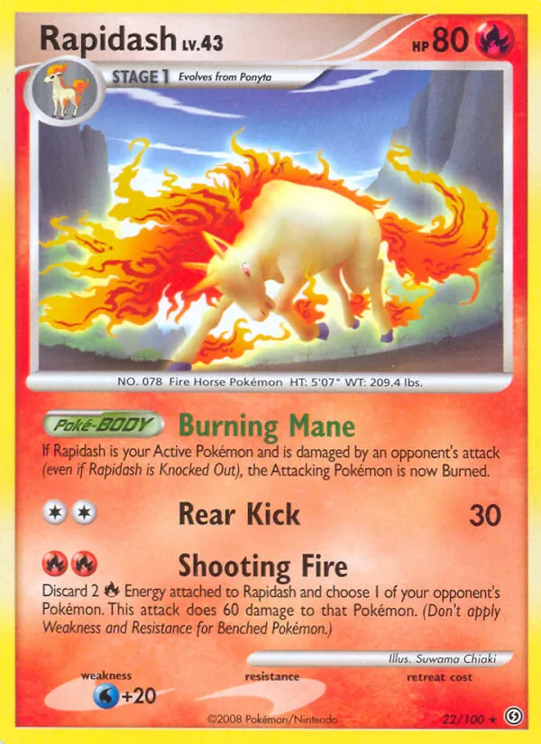 Carta Rapidash, número 22/100 da coleção Stormfront