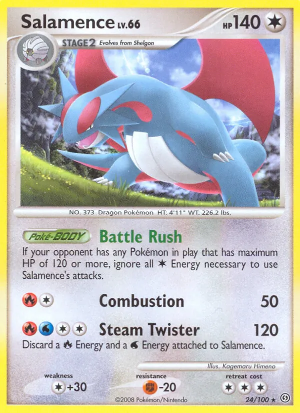 Carta Salamence, número 24/100 da coleção Stormfront