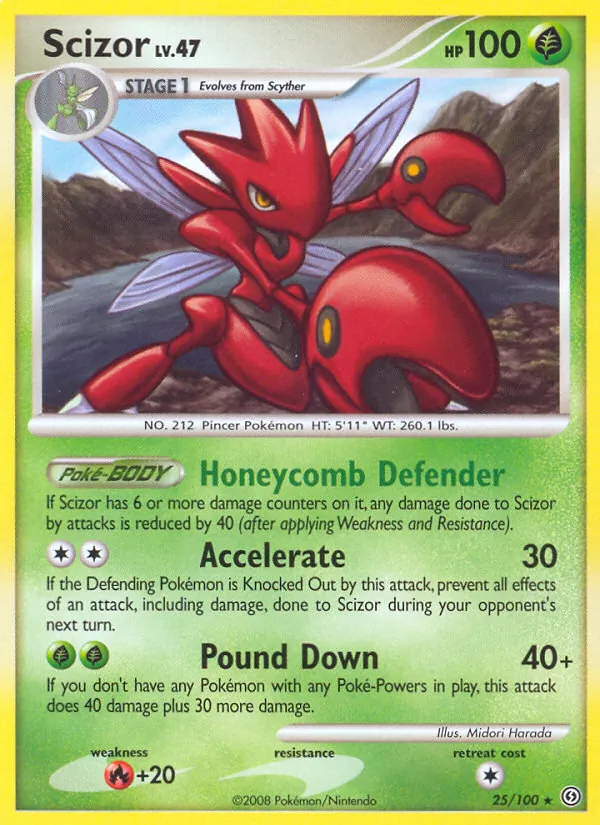 Carta Scizor, número 25/100 da coleção Stormfront