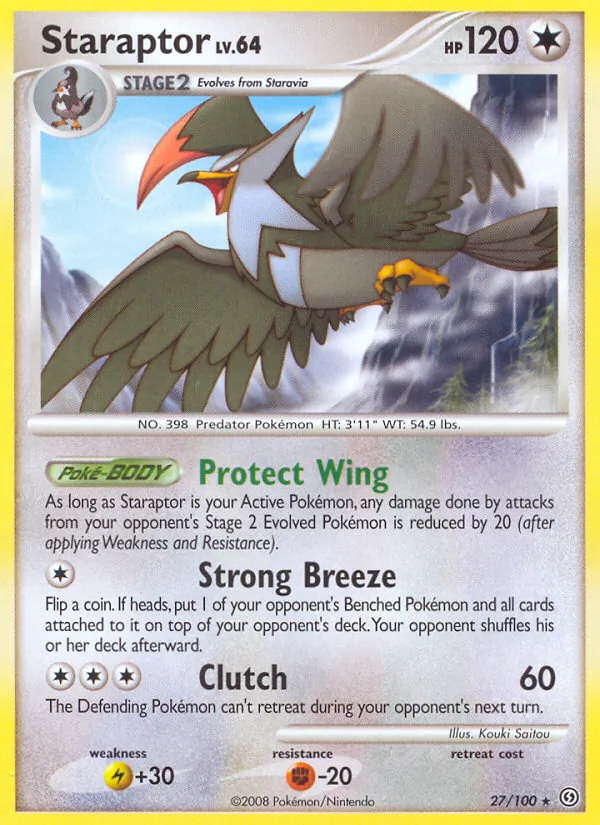 Carta Staraptor, número 27/100 da coleção Stormfront