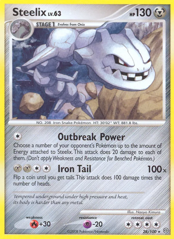 Carta Steelix, número 28/100 da coleção Stormfront