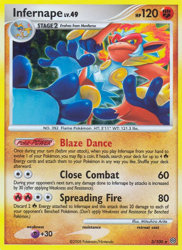 Carta Infernape, número 3/100 da coleção Stormfront