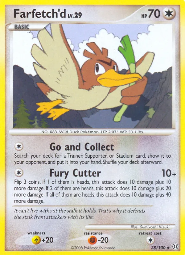 Carta Farfetch'd, número 38/100 da coleção Stormfront