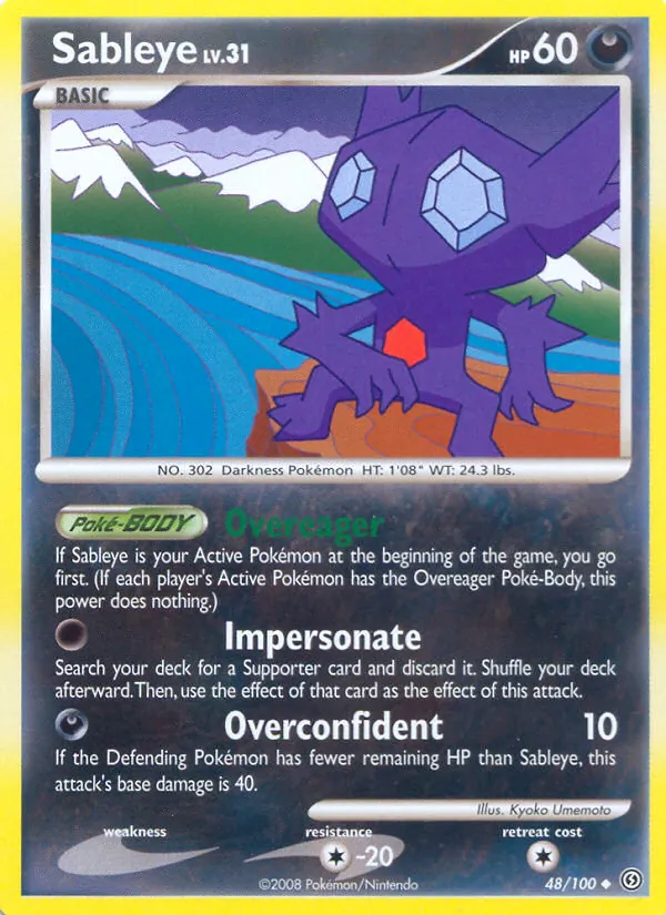 Carta Sableye, número 48/100 da coleção Stormfront