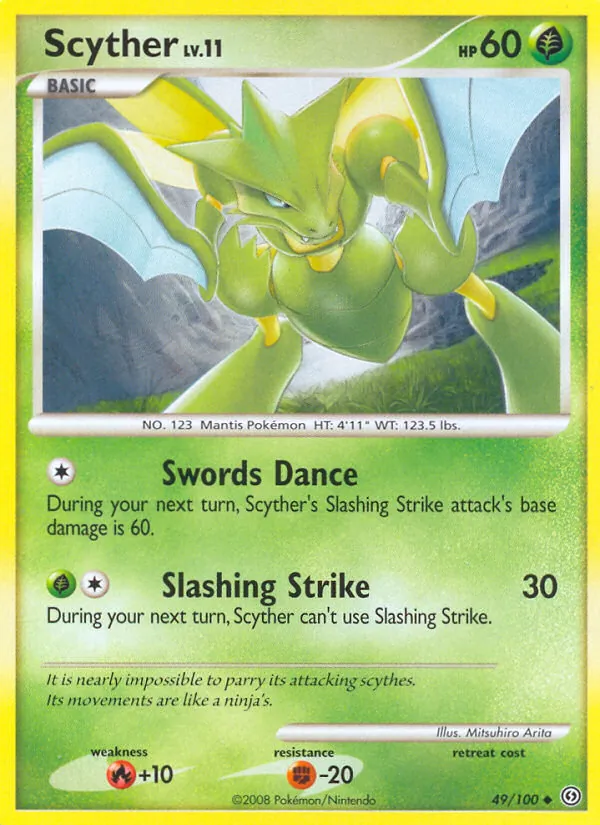 Carta Scyther, número 49/100 da coleção Stormfront