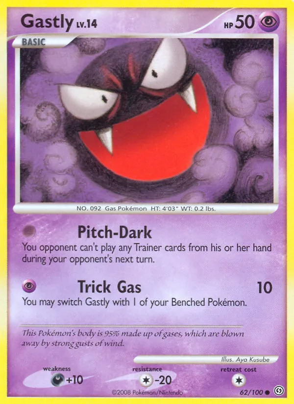 Carta Gastly, número 62/100 da coleção Stormfront