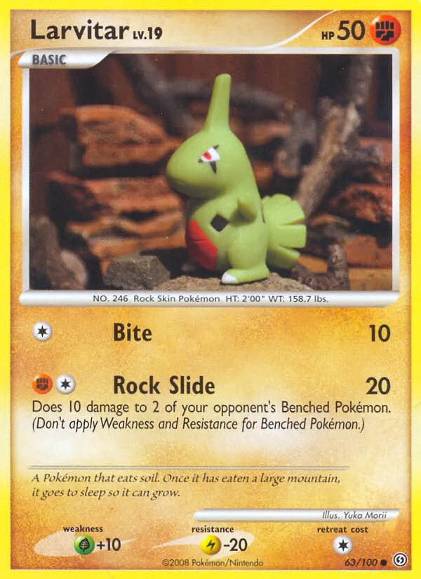 Carta Larvitar, número 63/100 da coleção Stormfront