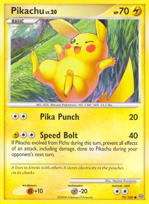 Carta Pikachu, número 70/100 da coleção Stormfront