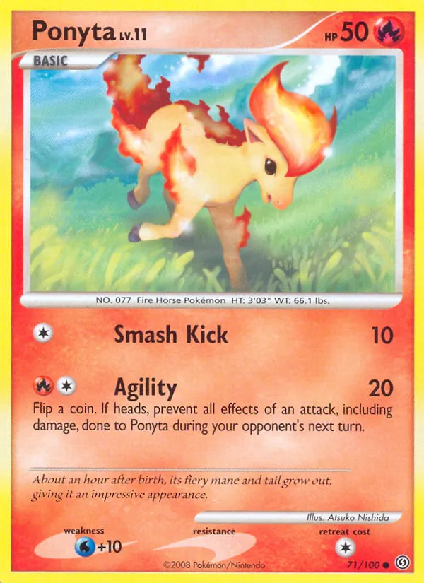 Carta Ponyta, número 71/100 da coleção Stormfront