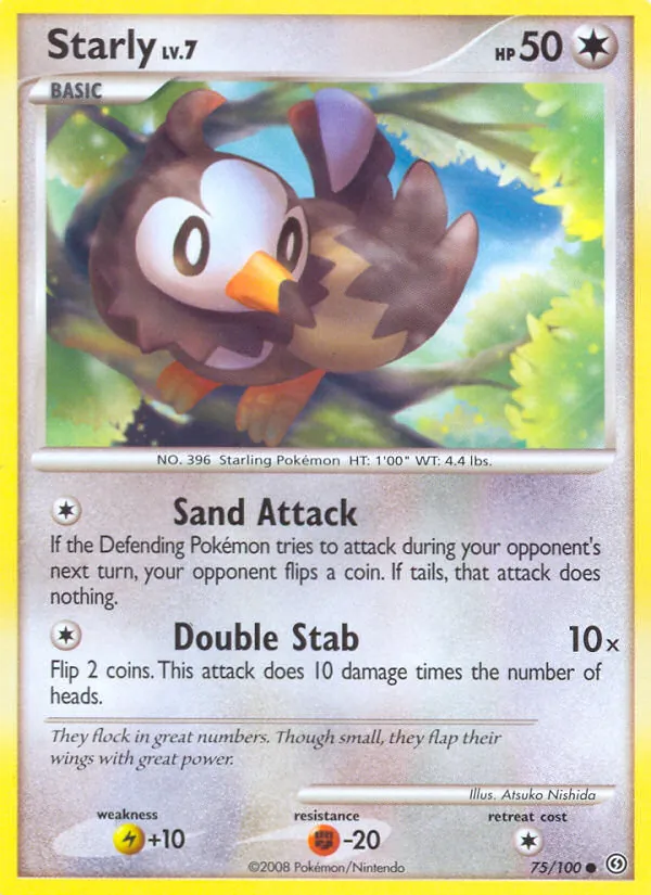 Carta Starly, número 75/100 da coleção Stormfront