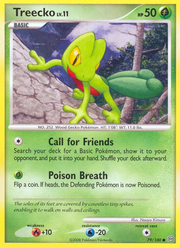 Carta Treecko, número 79/100 da coleção Stormfront