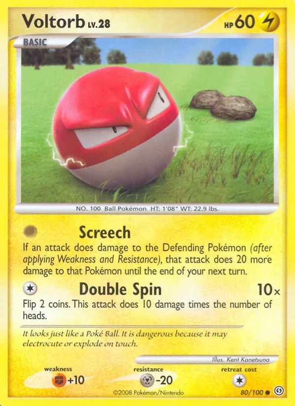 Carta Voltorb, número 80/100 da coleção Stormfront