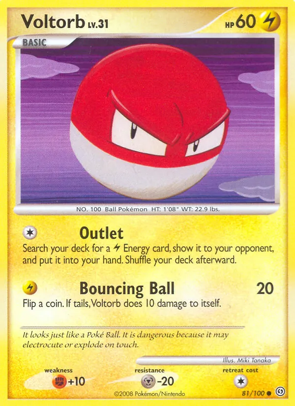 Carta Voltorb, número 81/100 da coleção Stormfront
