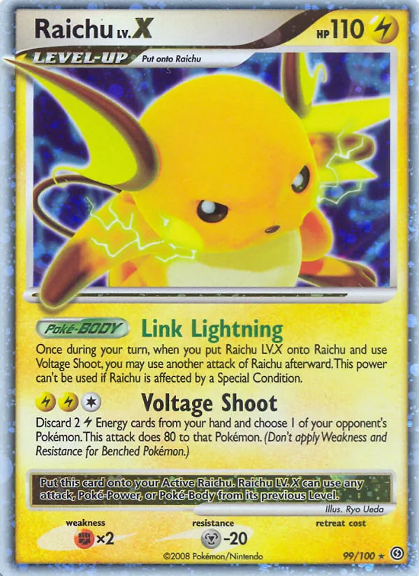 Carta Raichu, número 99/100 da coleção Stormfront