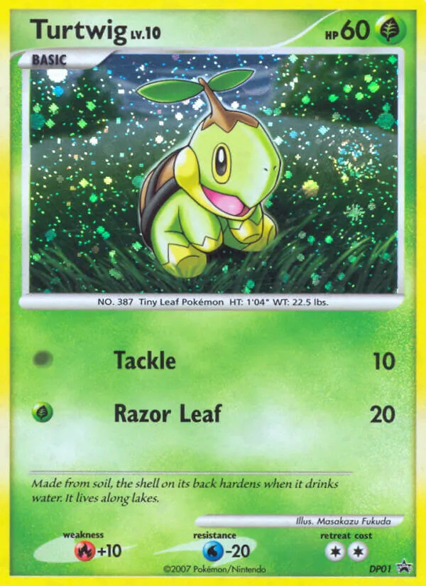 Carta Turtwig, número DP01/56 da coleção DP Black Star Promos