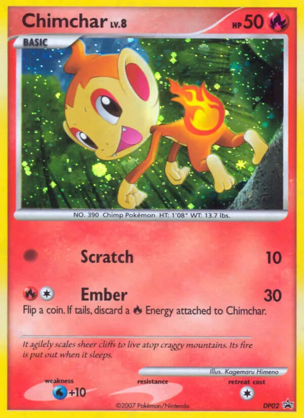 Carta Chimchar, número DP02/56 da coleção DP Black Star Promos