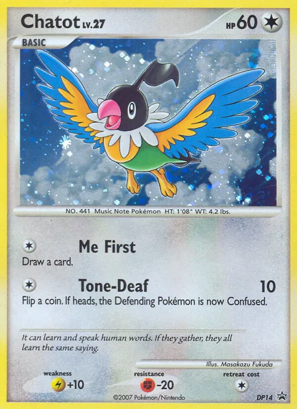 Carta Chatot, número DP14/56 da coleção DP Black Star Promos