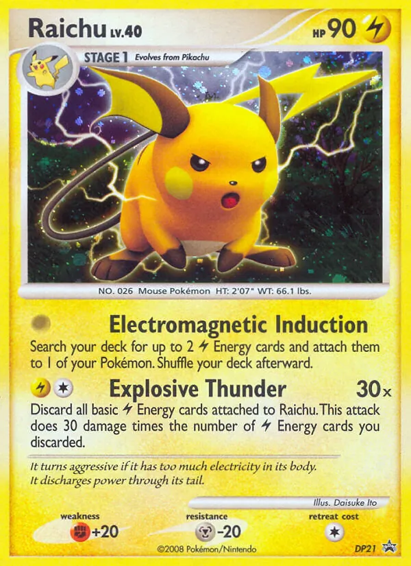 Carta Raichu, número DP21/56 da coleção DP Black Star Promos