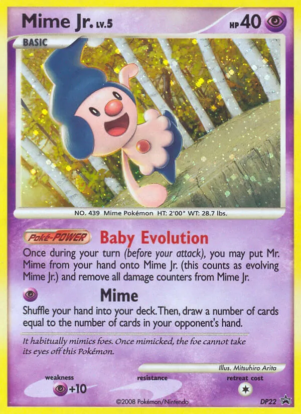 Carta Mime Jr., número DP22/56 da coleção DP Black Star Promos