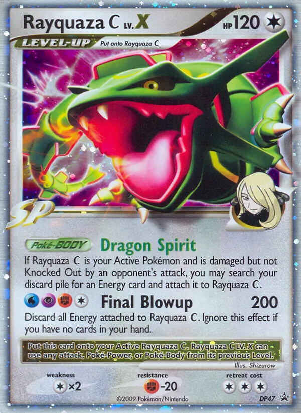 Carta Rayquaza C, número DP47/56 da coleção DP Black Star Promos