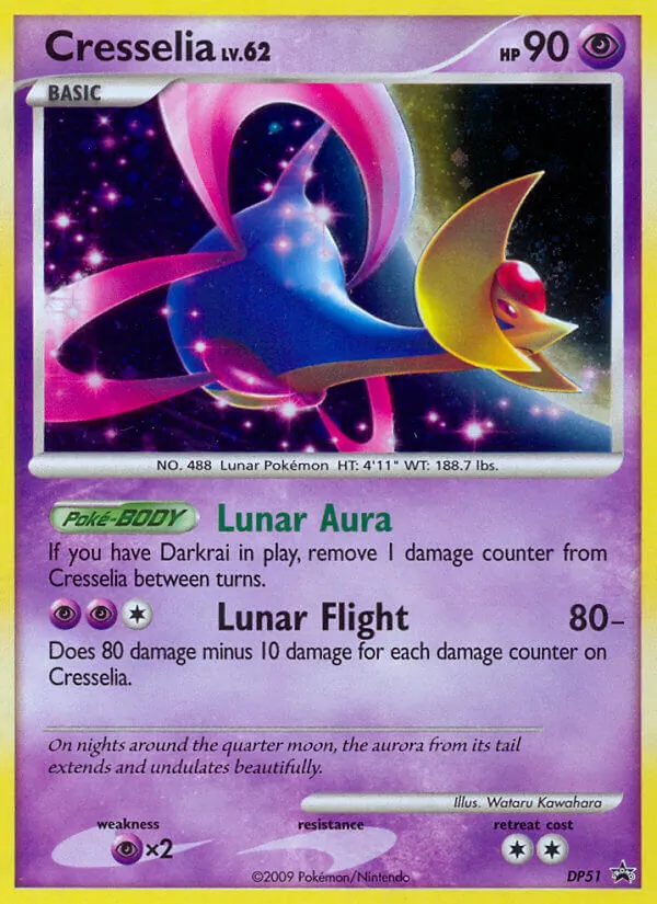 Carta Cresselia, número DP51/56 da coleção DP Black Star Promos