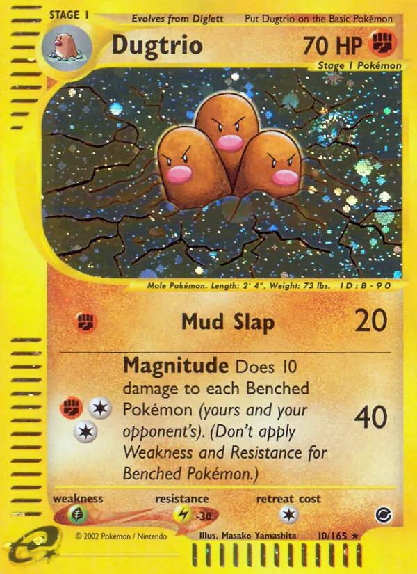 Carta Dugtrio, número 10/165 da coleção Expedition Base Set