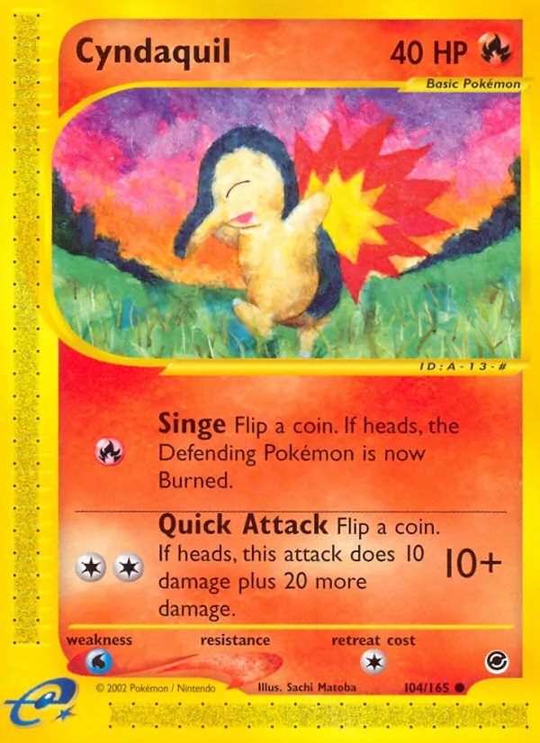 Carta Cyndaquil, número 104/165 da coleção Expedition Base Set