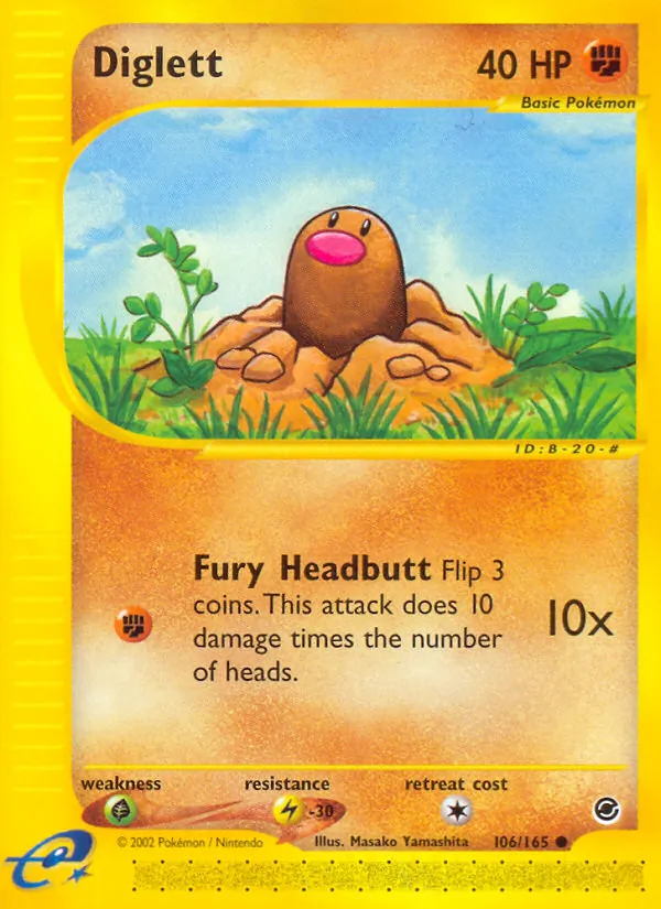 Carta Diglett, número 106/165 da coleção Expedition Base Set