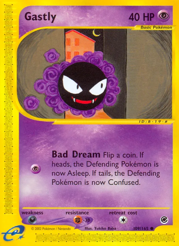 Carta Gastly, número 109/165 da coleção Expedition Base Set