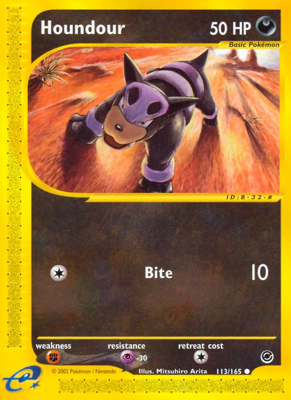 Carta Houndour, número 113/165 da coleção Expedition Base Set