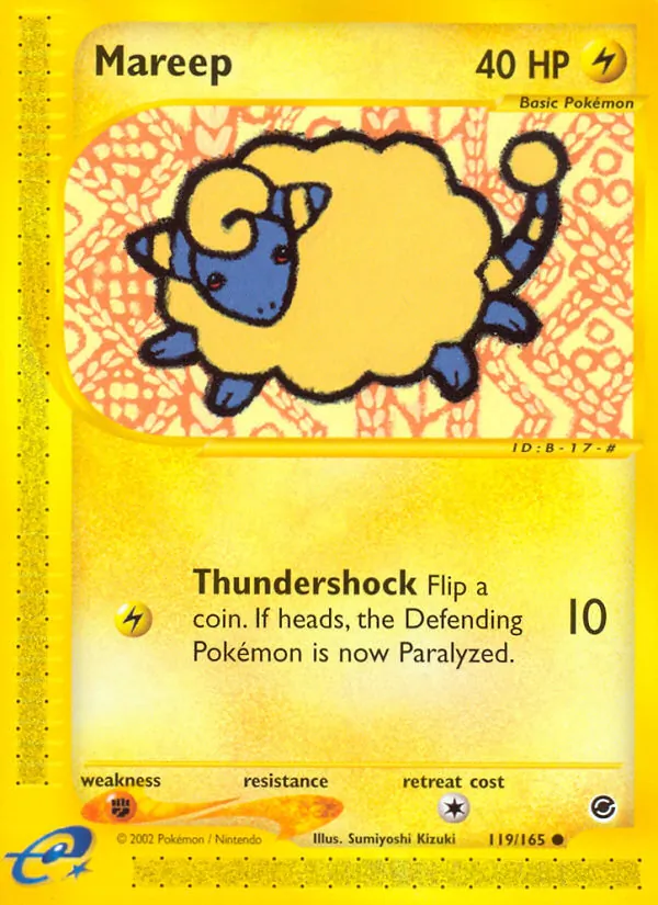 Carta Mareep, número 119/165 da coleção Expedition Base Set