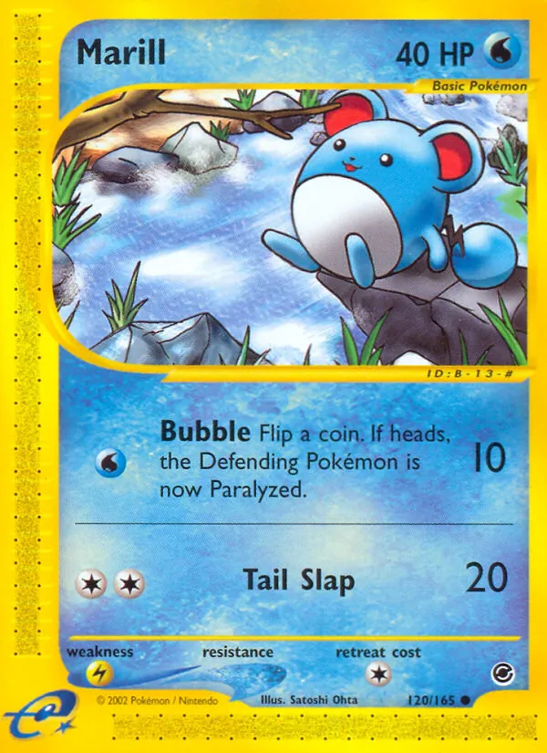 Carta Marill, número 120/165 da coleção Expedition Base Set