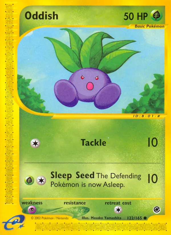 Carta Oddish, número 122/165 da coleção Expedition Base Set