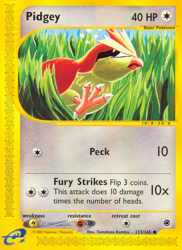 Carta Pidgey, número 123/165 da coleção Expedition Base Set