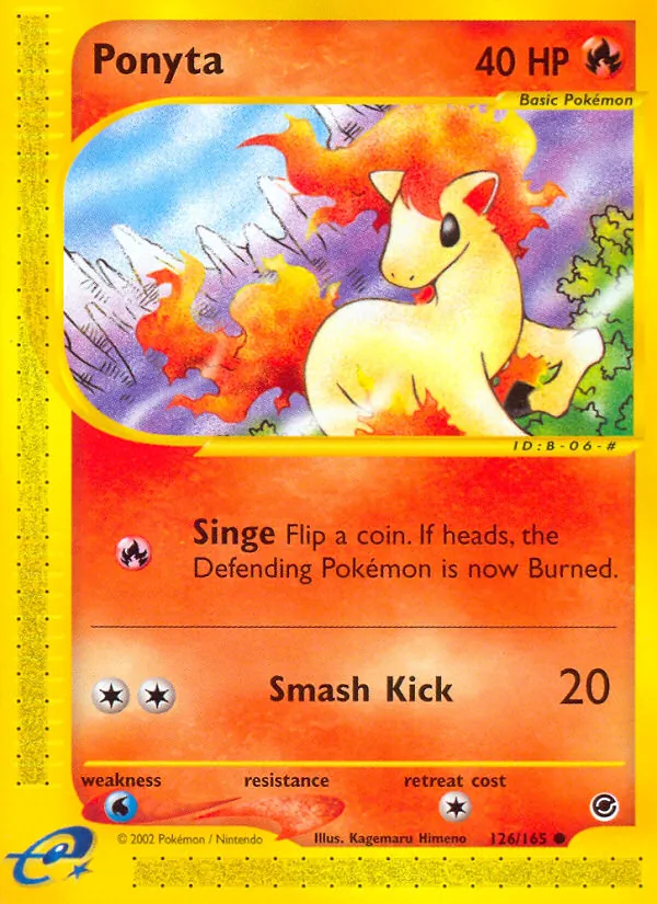 Carta Ponyta, número 126/165 da coleção Expedition Base Set