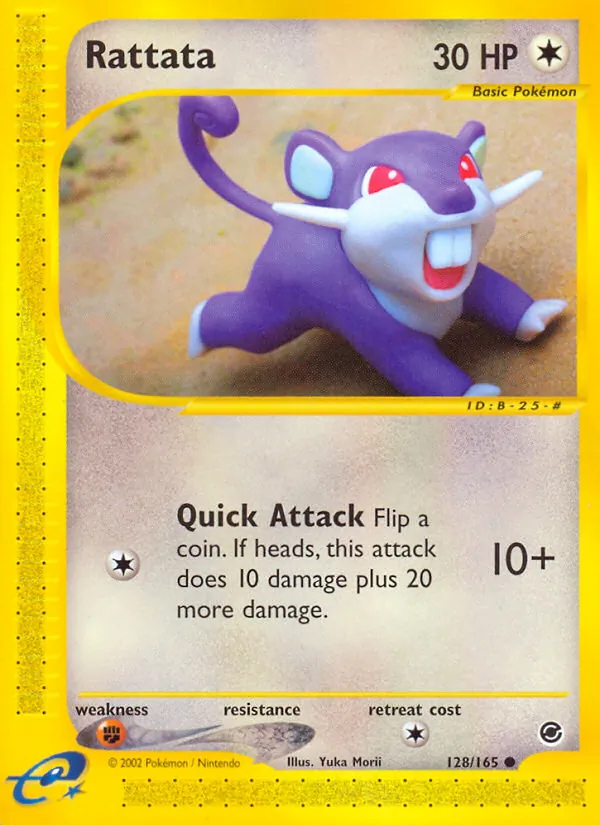 Carta Rattata, número 128/165 da coleção Expedition Base Set