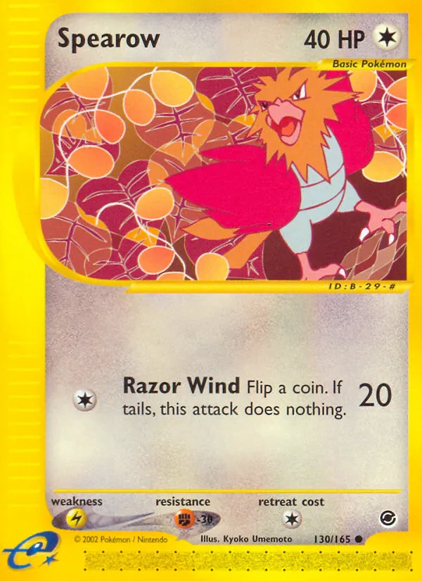 Carta Spearow, número 130/165 da coleção Expedition Base Set