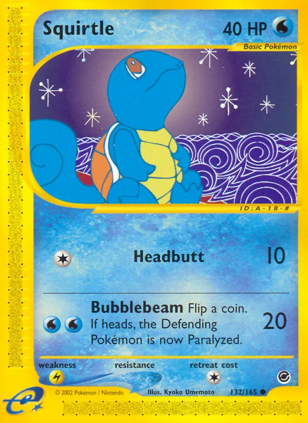 Carta Squirtle, número 132/165 da coleção Expedition Base Set