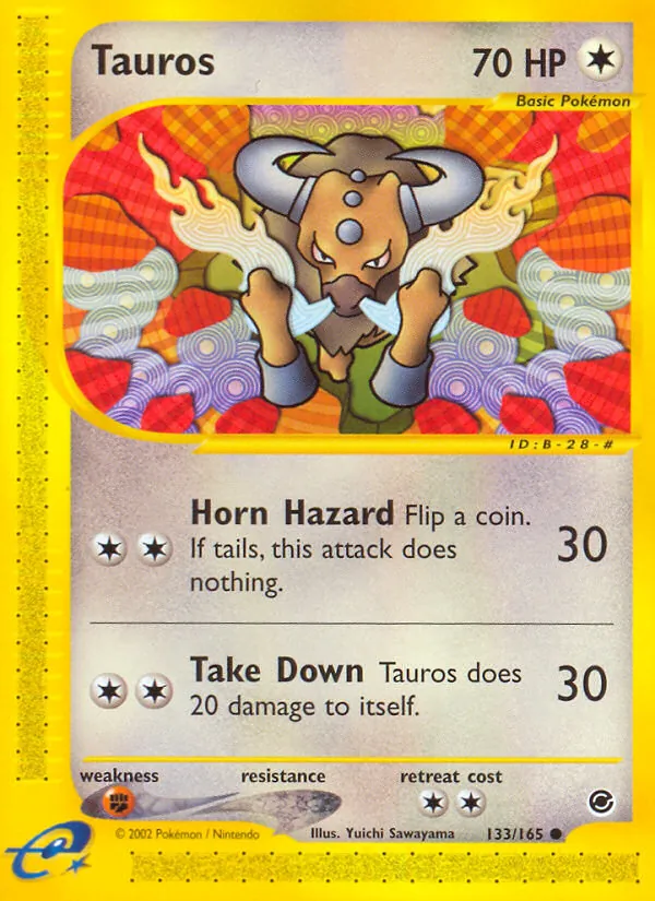 Carta Tauros, número 133/165 da coleção Expedition Base Set